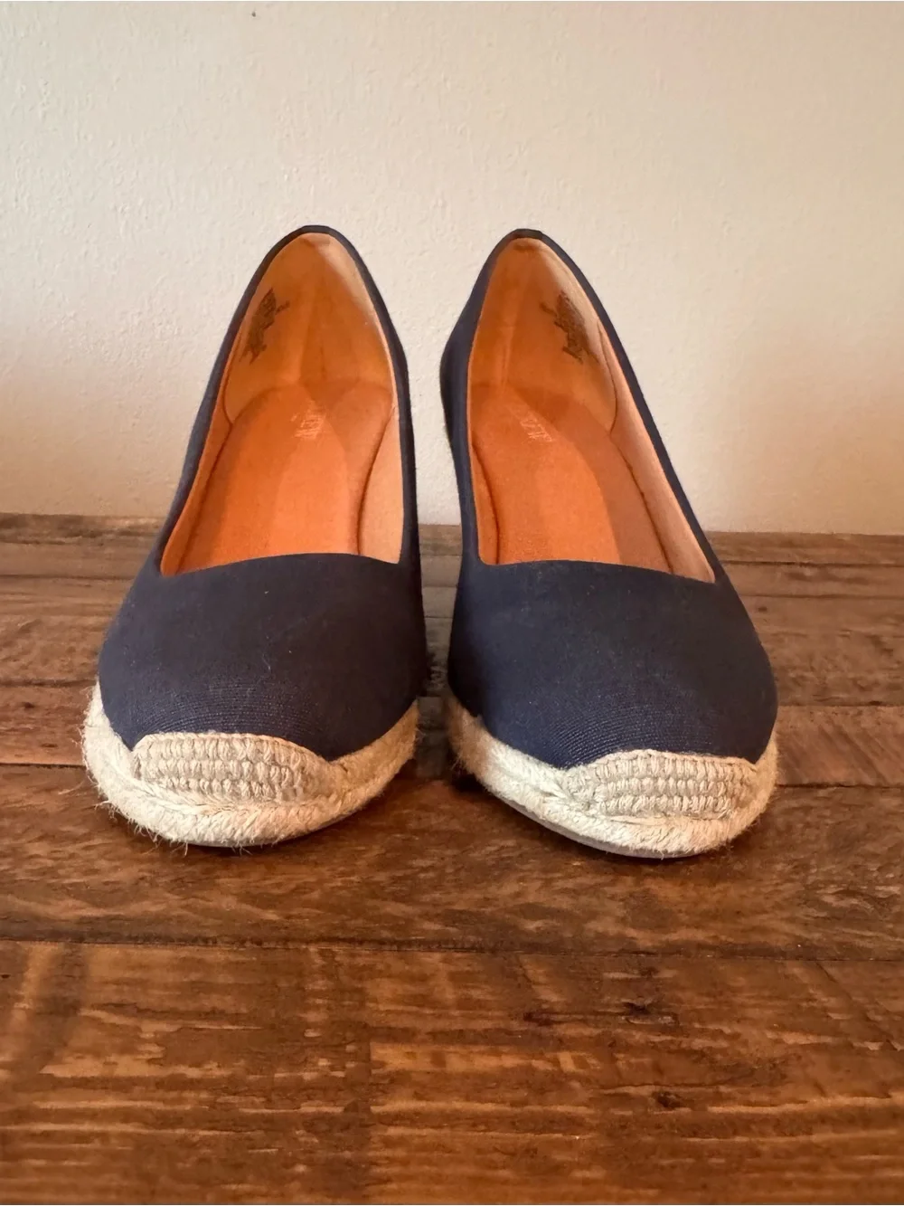 J. Crew Navy Canvas Espadrille Wedge Pumps